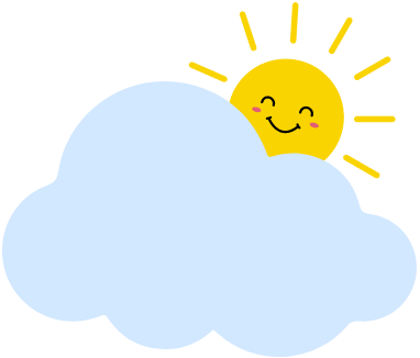 cartoon sun smiling and peaking from behind a cloud