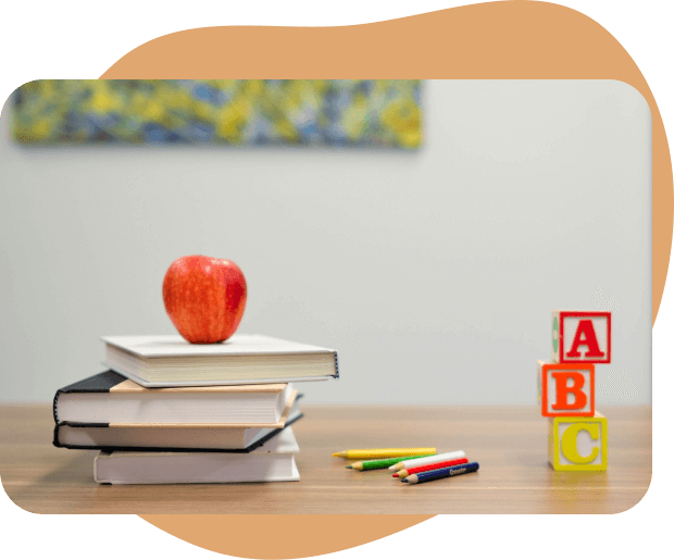 book in a classroom on a desk